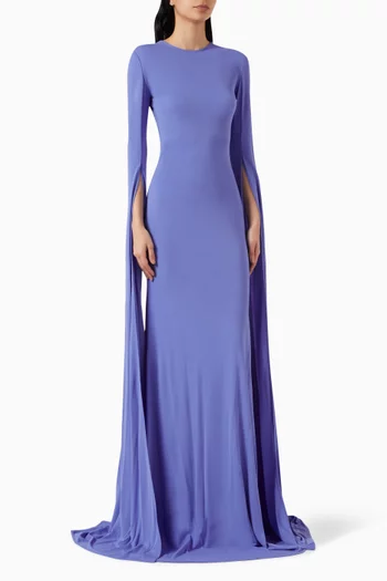 Cape-style Sleeve Maxi Dress in Viscose-jersey