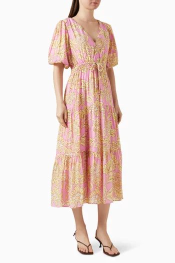 Laurelle Floral-print Midi Dress in Viscose-blend