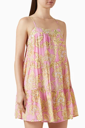 Laurelle Floral-print Mini Dress in Viscose-blend
