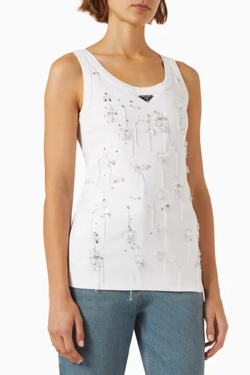 Crystal-embellished Tank Top in Cotton-jersey