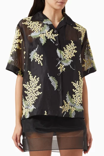 Floral Embroidered Shirt in Silk-organza