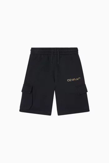 Logo Sketch Track Shorts in Cotton