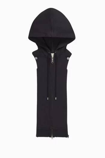 كنزة ديكي بلا أكمام بغطاء رأس قماش تيري فرنسي