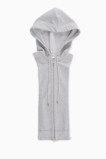 كنزة ديكي بلا أكمام بغطاء رأس قماش تيري فرنسي