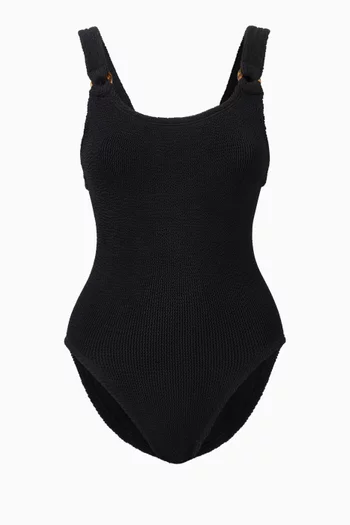 لباس سباحة دومينو قطعة واحدة قماش أصلي مجعد
