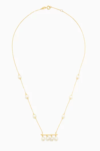 Kiku Jolie Pearl Bar Necklace in 18kt Gold