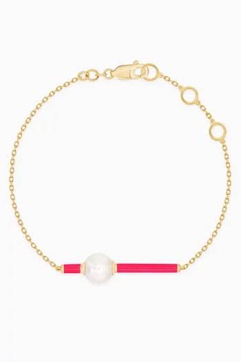 Kiku Glow Neon Pearl Bracelet in 18kt Yellow Gold