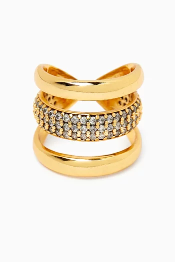 Iman Crystal-embellished Ring in Gold-plated Brass