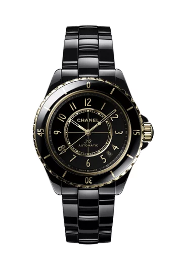 Black highly resistant ceramic and 18K yellow gold