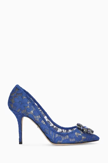 Bellucci Rainbow 90 Brooch Pumps in Lace