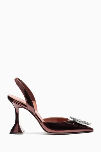 Begum 95 Crystal Slingback Pumps in Mirror Leather
