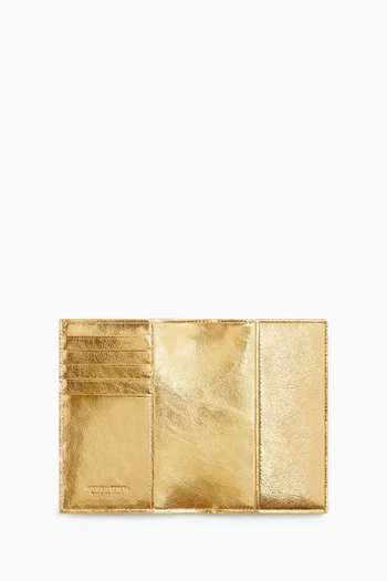 Passport Case in Metallic Intrecciato Leather