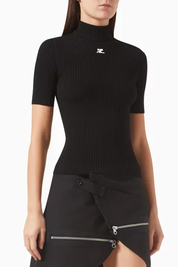 سترة ري اديشن بأكمام قصيرة نسيج مضلع