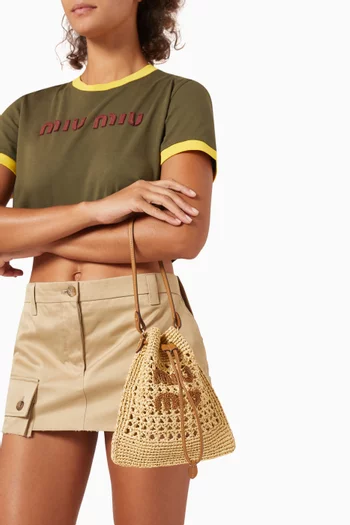 Mini Bucket Bag in Raffia-effect Yarn