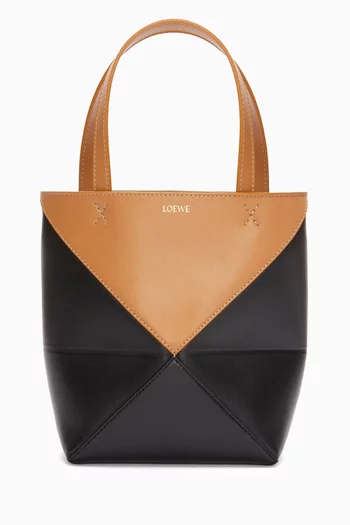 Mini Puzzle Fold Tote Bag in Shiny Calfskin