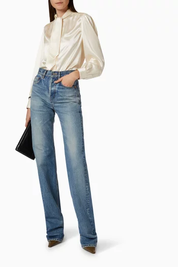 بلوزة بعقدة عند الرقبة حرير