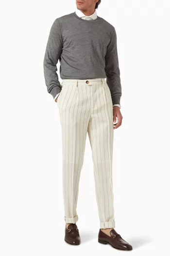 سترة بفتحة رقبة مستديرة نسيج بمزيج كشمير