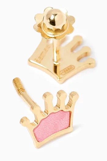 Ara Bella Crown Heart Earrings in 18kt Gold
