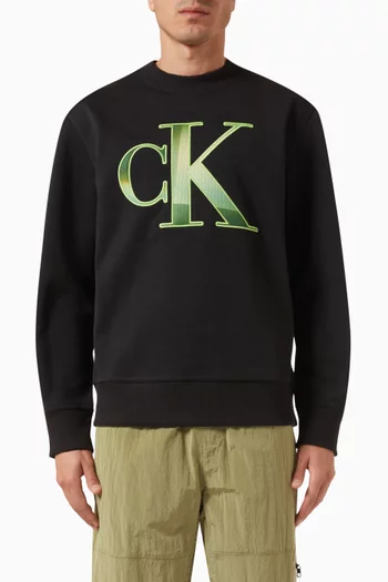 Perforated Logo Sweater in Recycled Polyester
