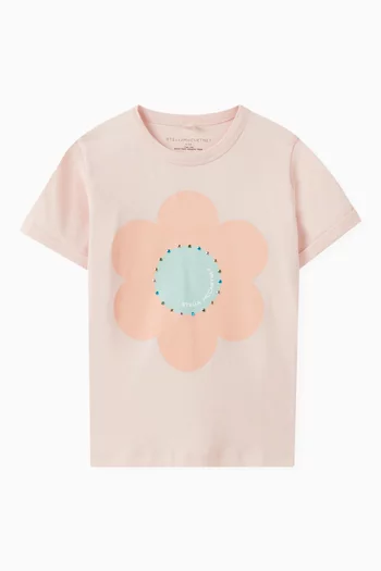 Flower Print T-shirt in Organic Cotton Jersey