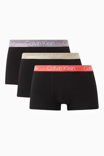 Modern Structure Logo Trunks in Stretch Cotton Blend, Set of 3