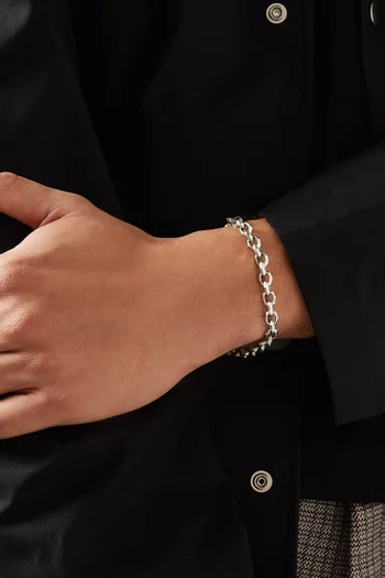 Torqued Chain Link Bracelet in Sterling Silver, 7mm