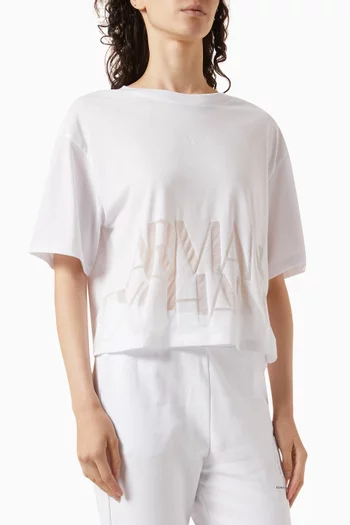 Logo Cropped T-shirt in Cotton-jersey
