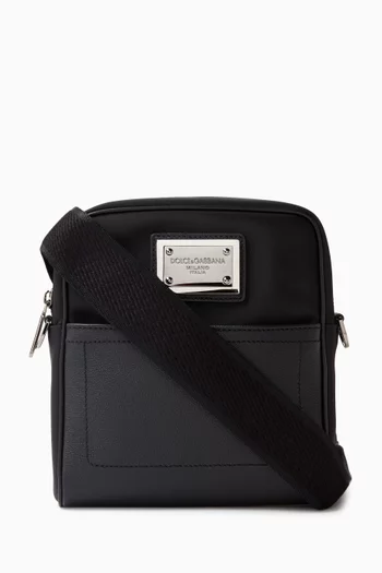 Small Logo-plaque Crossbody Bag in Leather
