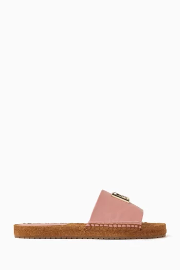 Logo-plaque Espadrille Slides in Nappa Leather