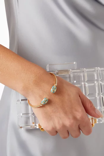 Heritage Diamond & Guilloché Open Bracelet in 18kt Gold