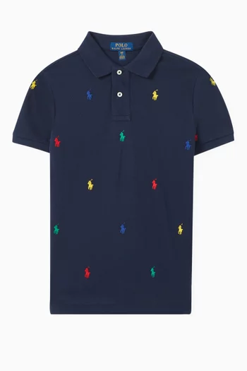 Embroidered-logo Polo Shirt in Cotton