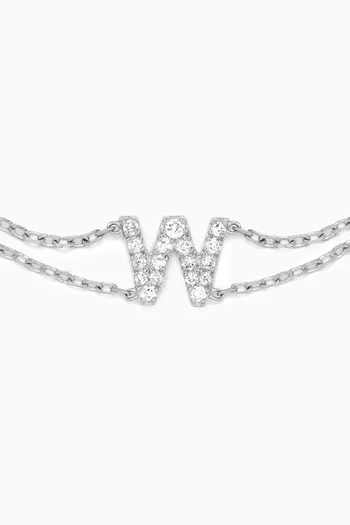 Letter "W" Diamond Bracelet in 18kt White Gold