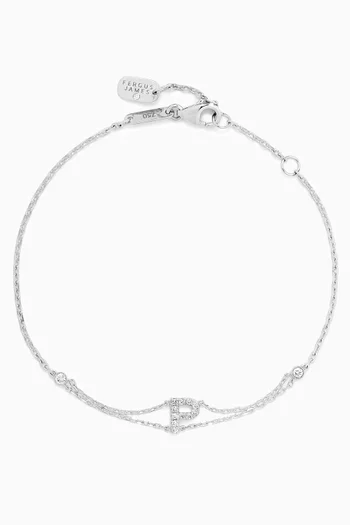 Letter "P" Diamond Bracelet in 18kt White Gold
