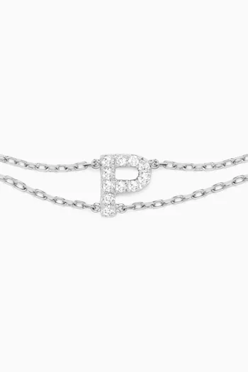 Letter "P" Diamond Bracelet in 18kt White Gold