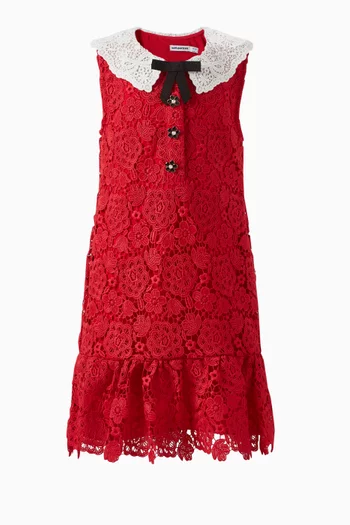 Floral Lace Collar Dress in Polyester
