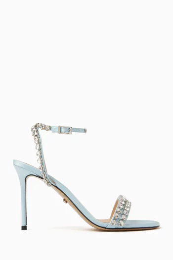 Audrey 95 Crystal-embellished Sandals in Satin