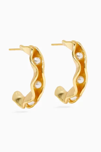 Pearl Hoop Earrings in 18kt Gold-plated Bronze