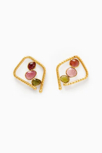 Mixed Tourmaline Studs in 18kt Gold-plated Bronze