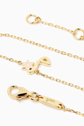 'M' Letter Flower Charm Bracelet in 18kt Yellow Gold