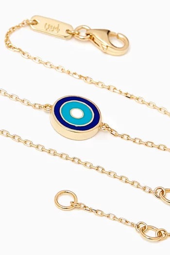 'N' Letter Round Eye Bracelet in 18kt Yellow Gold
