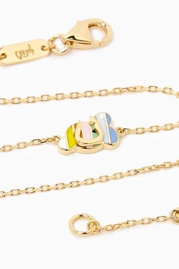 'N' Letter Charm Bracelet in 18kt Yellow Gold