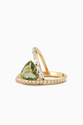 Amethyst & Diamond Y Ring in 14kt Yellow Gold