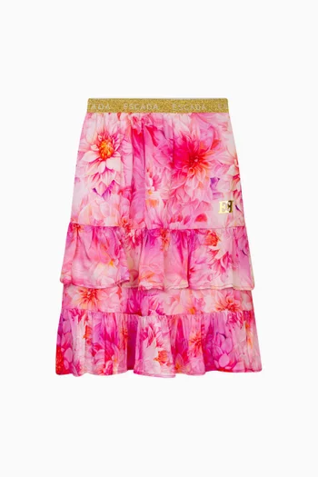Floral-print Ruffled Skirt