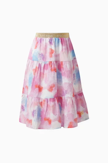 Printed Tiered Skirt in Cotton