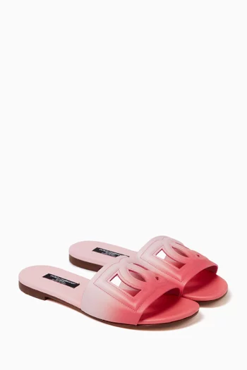 Printed Slide Sandals in Calfskin