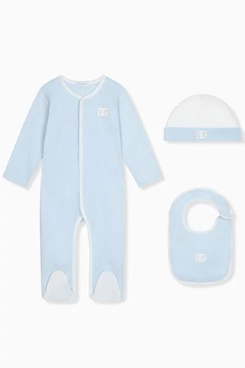 Romper, Bib and Hat Gift Set in Cotton