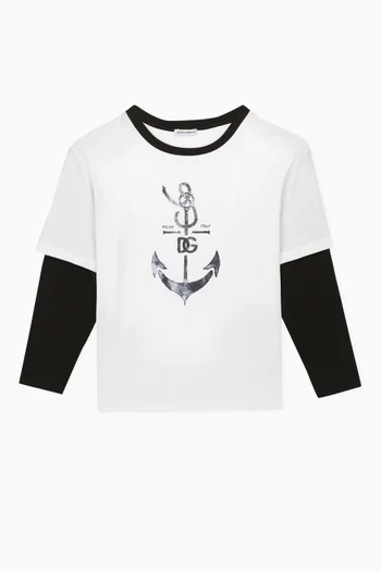 Double-sleeve Anchor-print T-shirt in Cotton-jersey