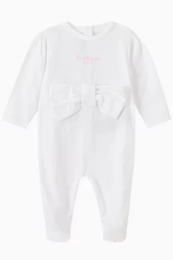 Logo-embroidered Bow Sleepsuit Set in Cotton-jersey