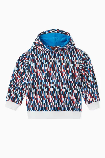 Patterned Hooded Sweatshirt in Cotton
