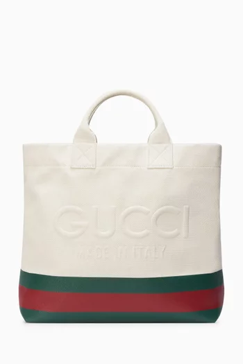 Embossed Logo Tote Bag in Canvas